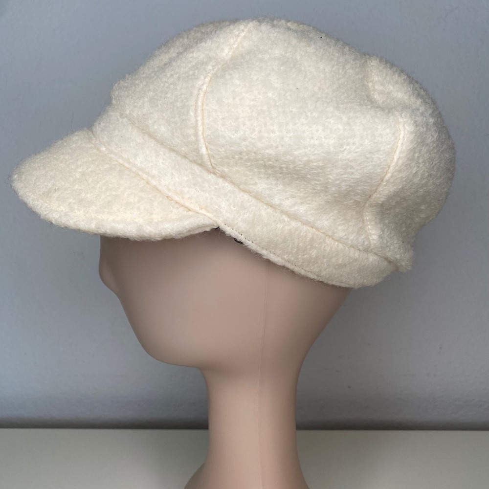 August Hat Company Cream Wool Blend Boucle Newsboy Baker Boy Cap Hat Ivory